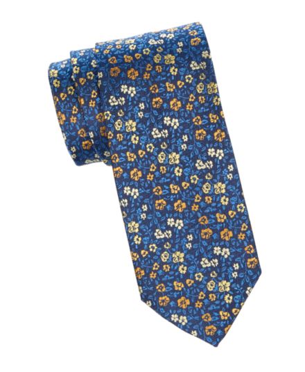 Шелковый жаккардовый галстук с цветочным принтом BRUNO PIATTELLI
