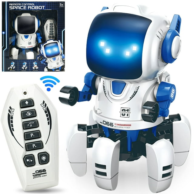 RC Robot for Kids, Toy Choi's Rechargeable Robot with Programs, Music and LED Eyes, Forword and Turn, for Boys Girls Ages 3+ Toy Choi's