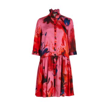 Платье-рубашка из твила с заниженной талией и принтом Teri Jon by Rickie Freeman