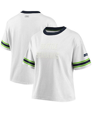 Женская белая укороченная футболка Seattle Seahawks WEAR by Erin Andrews