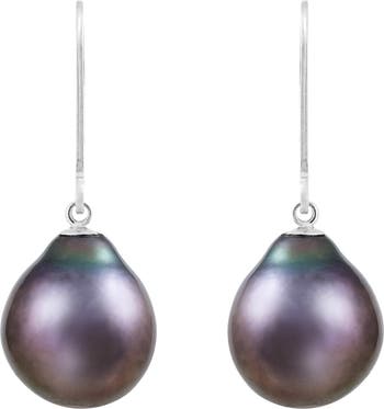 Серьги с подвесками из стерлингового серебра 8-9 мм с родиевым покрытием и культивированным пресноводным жемчугом Splendid Pearls