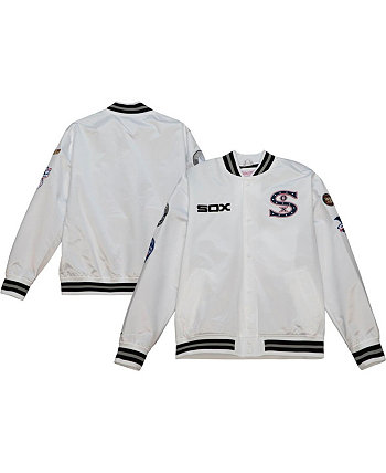 Мужская белая атласная университетская куртка с длинными кнопками Chicago White Sox City Collection Mitchell & Ness