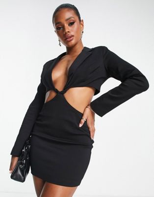 Черное платье-блейзер с поворотным вырезом Simmi Simmi Clothing