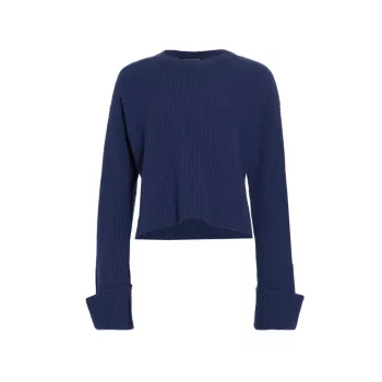 Folded-Cuff Wool-Blend Sweater Piazza Sempione