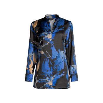 Abstract Floral Crepe De Chine Tunic Misook