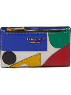 Kate Spade Morgan Painterly Houndstooth Embossed Saffiano Leather Zip  Around Wallet in Black