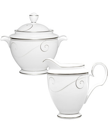 Platinum Wave Sugar Creamer Set Noritake