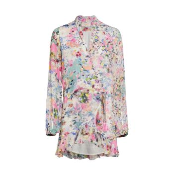 Мини-платье с запахом и цветочным принтом Rococo Sand