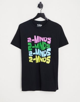Черная футболка с принтом 2-Minds 2-Minds