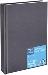 Black Hardcover Sketchbook by Artist's Loft - Acid Free and Smudge Resistant Paper, Sketch Pad for Drawing, Journaling, Sketching, Writing - 1 Pack Artist's Loft