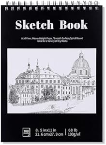 Sketch Book 8.5×11 inchs, Spiral Bound Sketch Pad 100 Sheets (68lb/100gsm), Acid-Free Sketchbook for Drawing Painting Sketching, Art Paper Drawing Supplies for Teens Adults Artists Ideal Gifts Prudiut