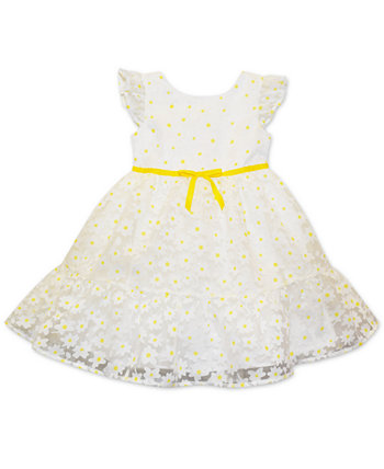 Платье трапециевидной формы с оборками и рюшами для девочек для малышей Daisy Burnout Blueberi Boulevard