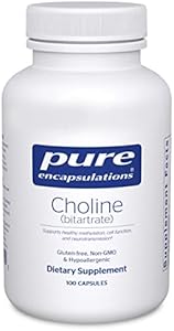 Pure Encapsulations Choline (Bitartrate) - 275 mg Choline (Bitartrate) - Supports Methylation, Brain Health & Cell Function* - Highly Bioavailable - Vegan & Non-GMO - 100 Capsules (Капсулы) Pure Encapsulations