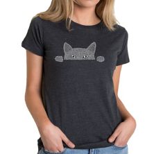 Peeking Cat - Women's Premium Blend Word Art T-shirt LA Pop Art