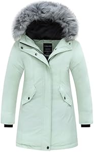 Wantdo Girl's Winter Coat Warm Windproof Insulated Hiking Warm Long Sleeve Puffer Outdoor Running Fall Jacket with Hood Wantdo