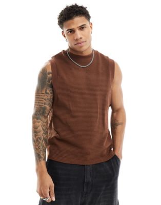 ASOS DESIGN relaxed fit textured tank in brown ASOS DESIGN