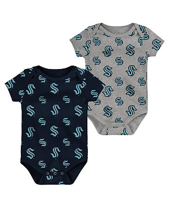 Комплект из двух комплектов боди Seattle Kraken для новорожденных и младенцев, мальчиков и девочек глубокого синего и серого цвета Outerstuff