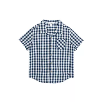 Рубашка с короткими рукавами и принтом в мелкую клетку для маленьких мальчиков Miles the Label
