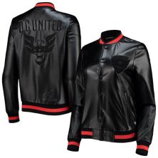 Women's The Wild Collective Black D.C. United Full-Snap Bomber Jacket The Wild Collective