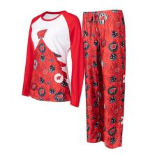 Women's Concepts Sport Red Wisconsin Badgers Tinsel Ugly Sweater Long Sleeve T-Shirt & Pants Sleep Set Unbranded