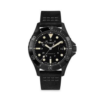 Navi XL Automatic Leather Strap Watch Timex