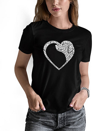 Женская футболка с короткими рукавами и надписью Dog Heart Word Art LA Pop Art
