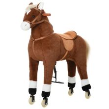 Qaba Kids Ride on Walking Horse with Easy Rolling Wheels Soft Huggable Body and a Large Size for Kids 5 16 Years Qaba