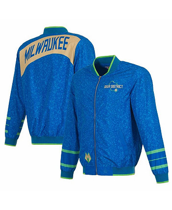 Мужская синяя куртка-бомбер с молнией во всю длину Milwaukee Bucks 2023/24 City Edition JH Design
