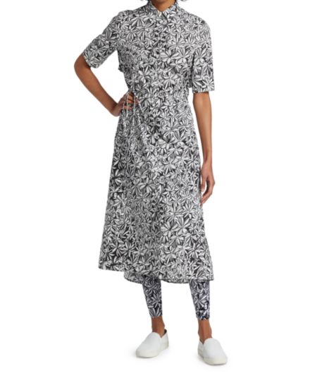Платье-рубашка с короткими рукавами и накидкой на спине Rosetta Getty