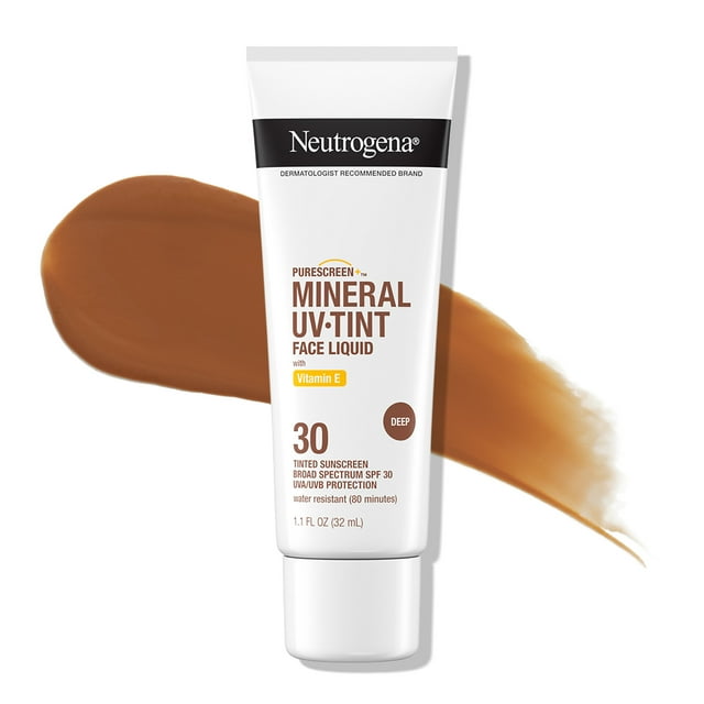 Neutrogena Purescreen+ Tinted Mineral Face Sunscreen, Deep, 1.1 fl oz Neutrogena