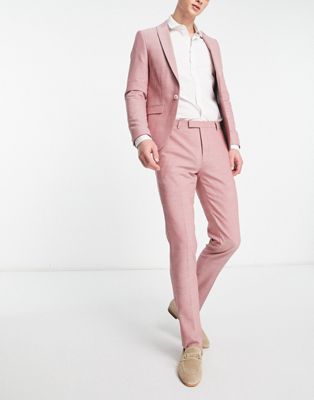 Розовые костюмные брюки из хлопковой текстуры Twisted Tailor Twisted Tailor