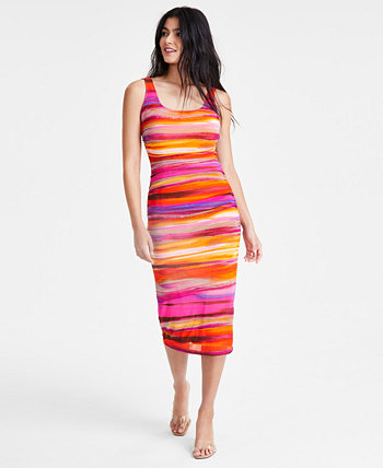 Women's Sleeveless Printed Mesh Midi Dress, Created for Macy's Bar III