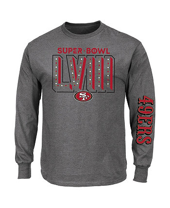 Мужская футболка темно-серого цвета с длинными рукавами San Francisco 49ers Super Bowl LVIII Big and Tall Fanatics