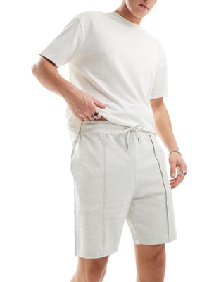 ASOS DESIGN slim pique shorts in heathered beige ASOS DESIGN