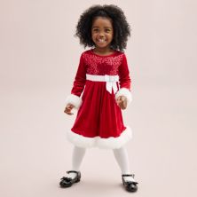 Бархатное платье Санта-Клауса Bonnie Jean для маленьких и маленьких девочек Bonnie Jean