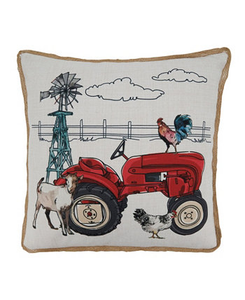 Декоративная подушка для сельскохозяйственного трактора, 18 x 18 дюймов Saro