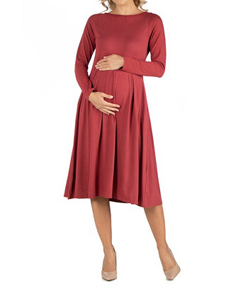 Платье для беременных длиной миди и расклешенными карманами 24seven Comfort Apparel