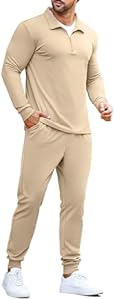 COOFANDY Men's Tracksuit 2 Piece Quarter Zip Polo Athletic Sweatsuits Casual Running Jogging Sport Suit Sets Coofandy