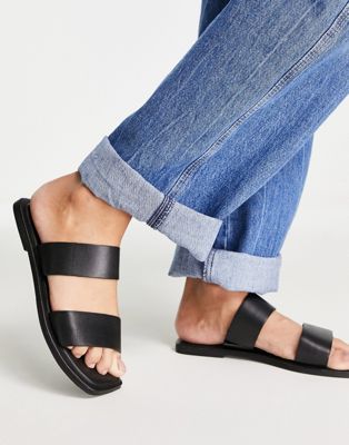 Черные кожаные сандалии с двумя ремешками Vero Moda VERO MODA