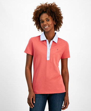 Women's Striped-Collar Polo Shirt Tommy Hilfiger