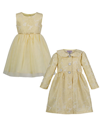 Комплект из приталенного платья и жаккардового пальто для маленьких девочек Blueberi Boulevard