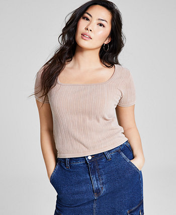 Женская бесшовная футболка в рубчик с квадратным вырезом, созданная для Macy's And Now This