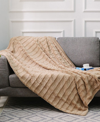Двустороннее уютное теплое одеяло из ультрамягкого искусственного меха и микроплюша размером 50 x 60 дюймов. Cheer Collection