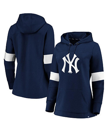 Women's Navy New York Yankees Plus Size Colorblock Pullover Hoodie Profile