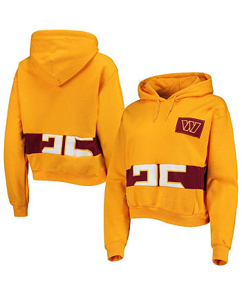 Women's Gold Washington Commanders Cropped Pullover Hoodie Refried Apparel