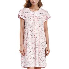 Women's Cap Sleeves Ribbon Lace And Floral Design Nightgown Yafemarte