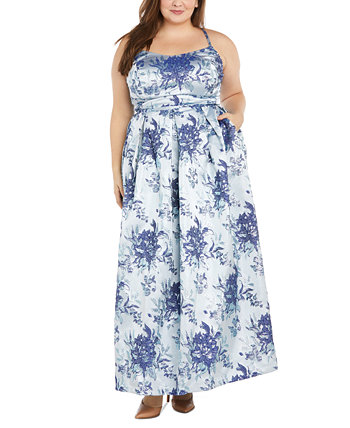 Plus Size Sleeveless Floral Gown Morgan & Co.