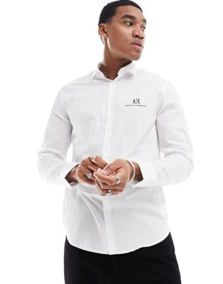 Белая рубашка классического кроя с маленьким логотипом Armani Exchange AX ARMANI EXCHANGE