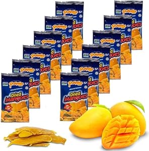 Philippine Brand Dried Mangoes Fruit Snacks {12 PACK} All Naturally Gluten Free, Vegan, Hand-Selected Delicious Fresh Mangos from Philippines, Grab and Go Perfect for Office & School Food Philippine Brand