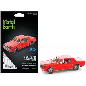 Model Kit 1965 Ford Mustang Red (Moderate Difficulty) Steel Model by Metal Earth Metal Earth